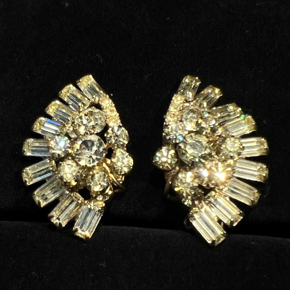 Juliana D&E Rhinestone Ear Climber Earrings, Fan Behind Flower Arrangement